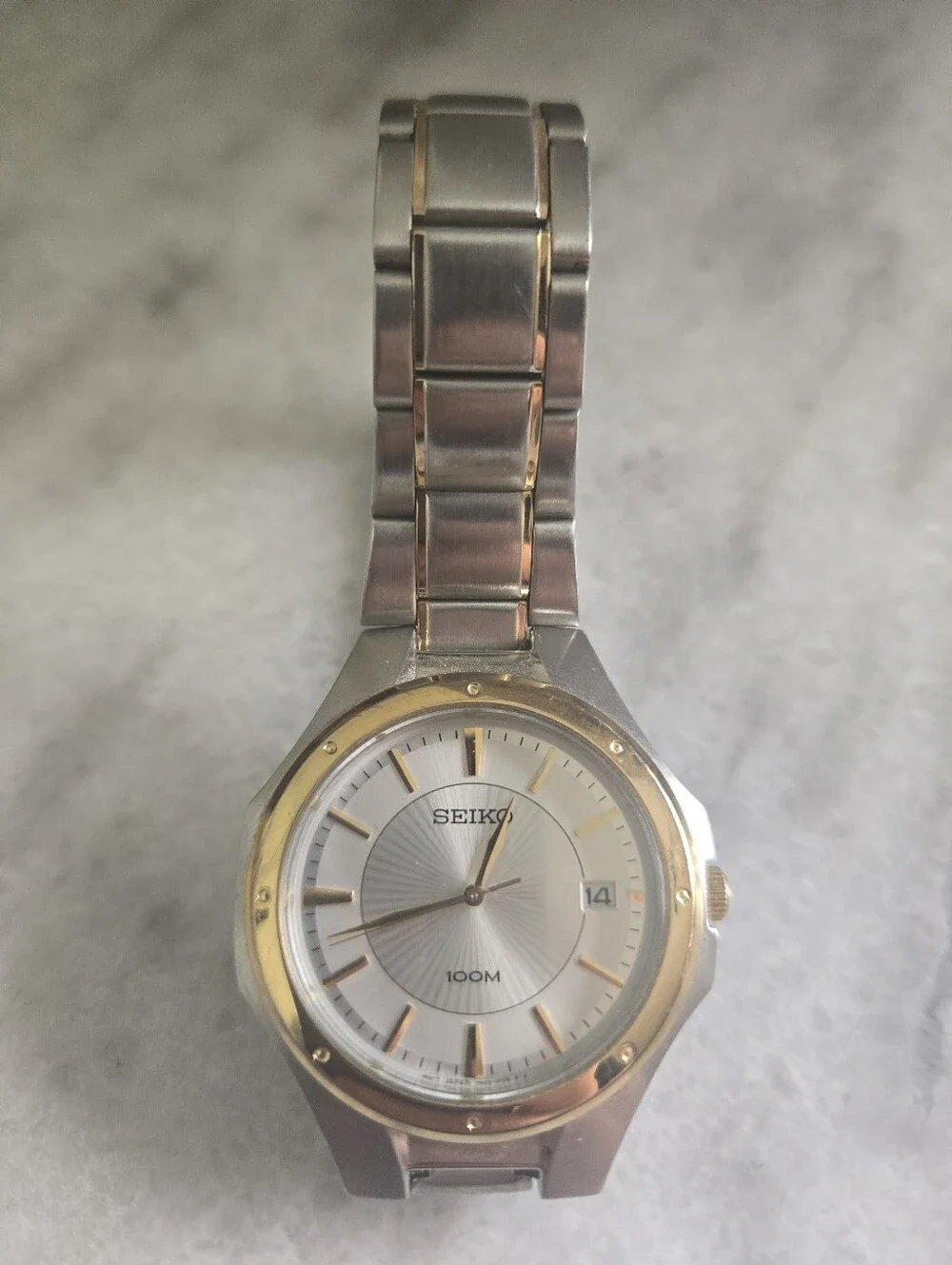 Seiko Two‑Tone Stainless Steel Mens 100M Quartz Watch